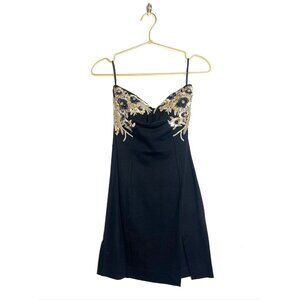 Dsquared2 Black Strapless Embellished Dress Sparkle Gold